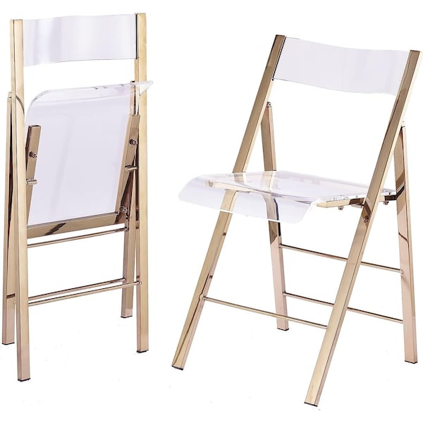 Isl Furnishings Kasper Flex Luxury Modern Folding Chair Acrylic Lucite Gold, PR CH43DC-2PK-AR01-PC11 - main